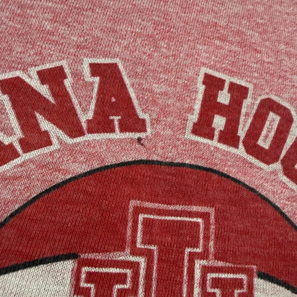 Vintage 1981 Indiana Hoosiers NCAA Basketball Champs Ringer Tee Red L Sportswear